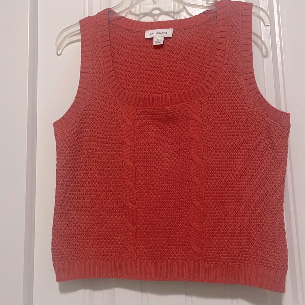 Calligraphie size M burnt orange sweater vest with rounded neck line